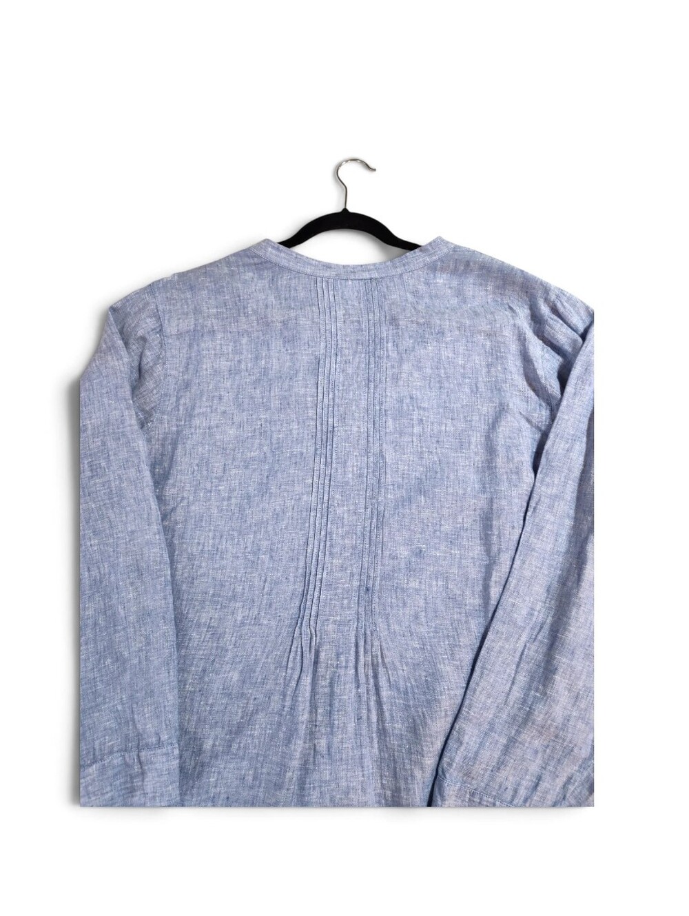 2X J.Jill Pintucked Linen Tunic Long Sleeve Womens Blue Button Up Tab-sleeve - Picture 7 of 10